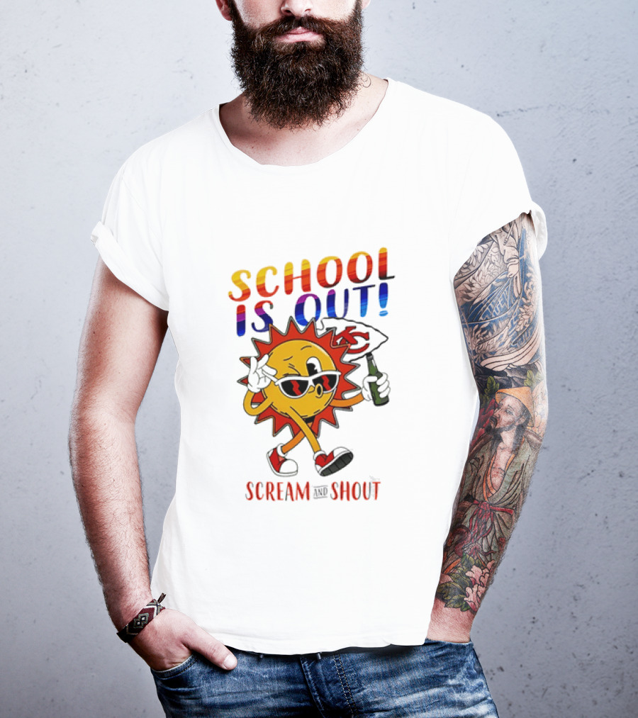 Kansas City Chiefs Sun Character School Is Out Scream And Shout T-Shirt