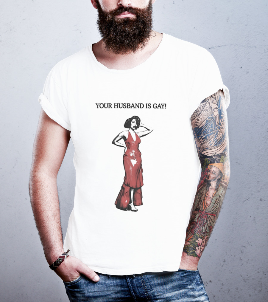 Your Husband Is Gay Woman In Red Dress T-Shirt