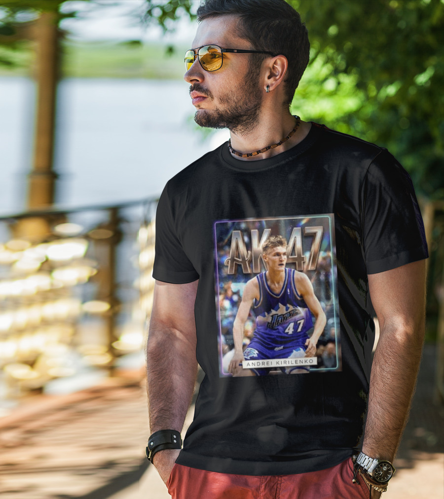 AK 47 Andrei Kirilenko Utah Jazz NBA Basketball Legends T-Shirt