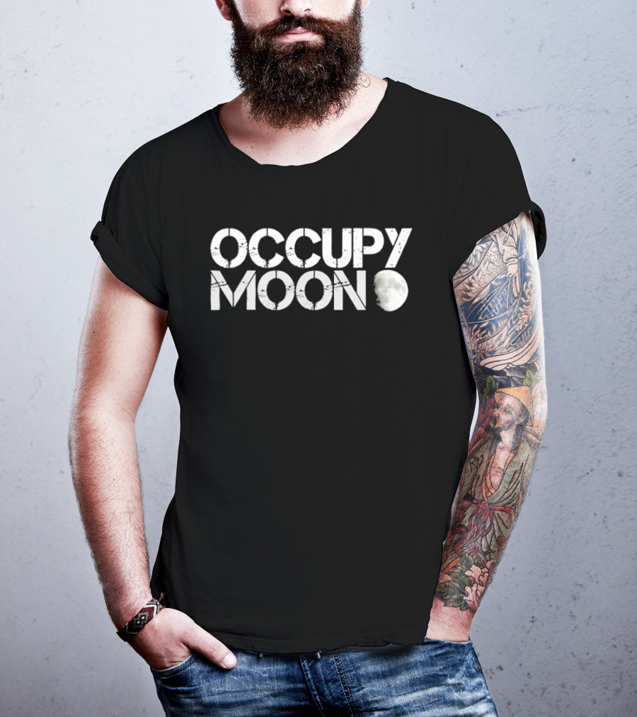 Occupy Moon Distressed Lunar Space Astronomy T-Shirt