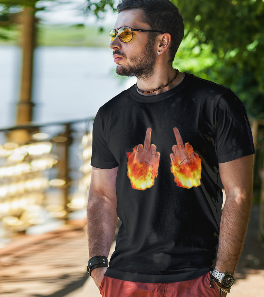 Sid The 3Rd Middle Fingers Flaming Gesture T-Shirt