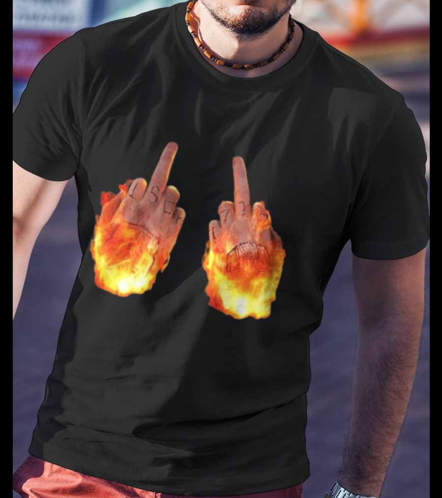 Sid The 3Rd Middle Fingers Flaming Gesture T-Shirt