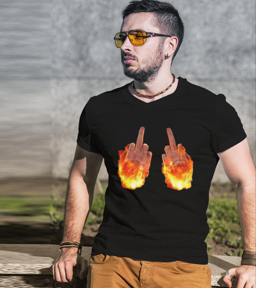 Sid The 3Rd Middle Fingers Flaming Gesture T-Shirt