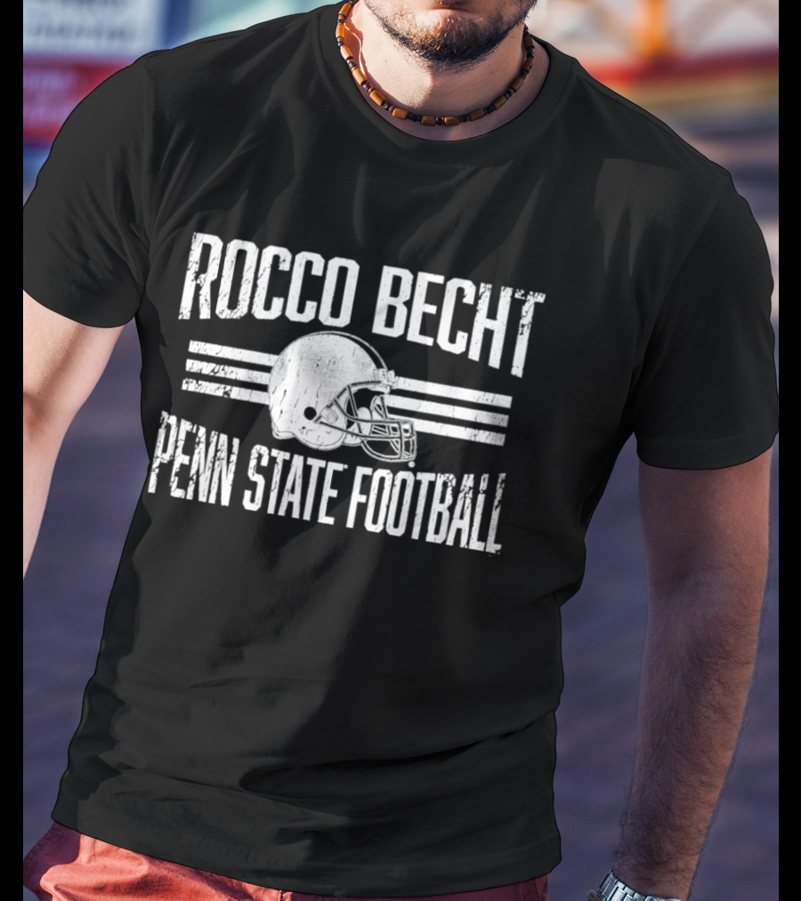 Rocco Becht Penn State Football Distressed Helmet T-Shirt