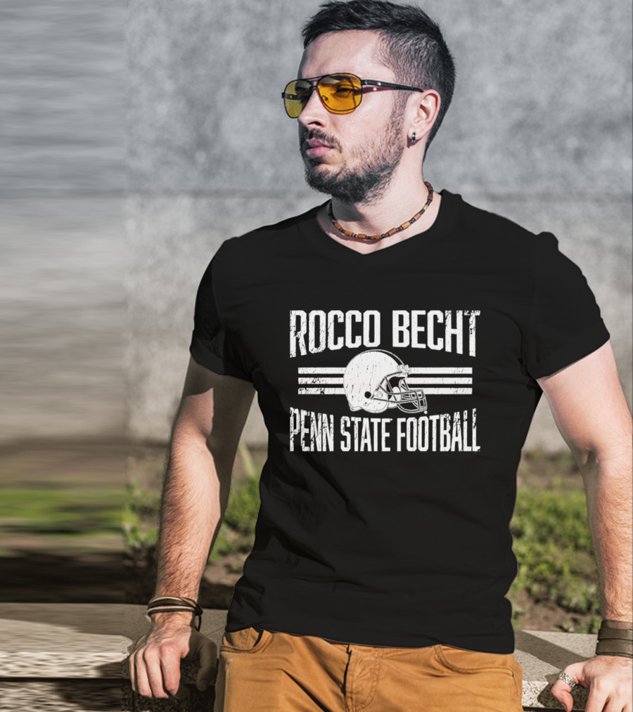 Rocco Becht Penn State Football Distressed Helmet T-Shirt