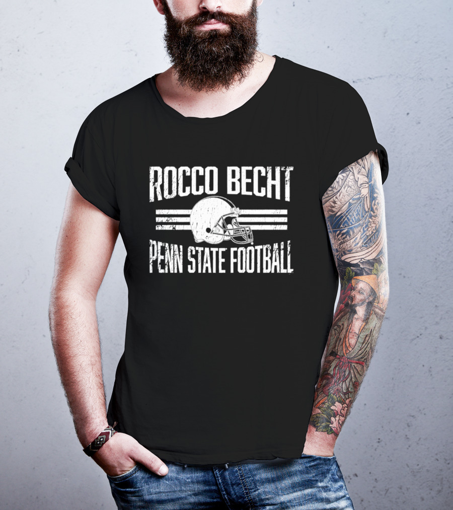 Rocco Becht Penn State Football Distressed Helmet T-Shirt