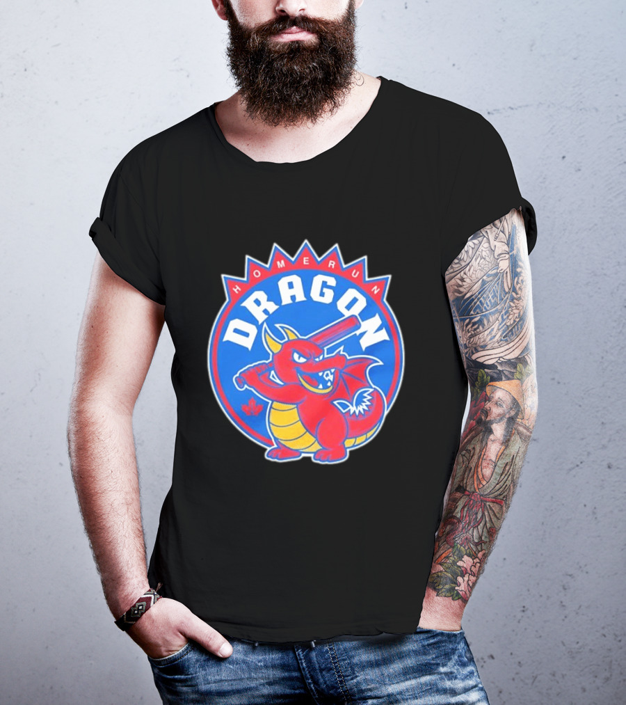 Homerun Dragon Toronto Blue Jays Batter With Red Bat And Maple Leaf T-Shirt