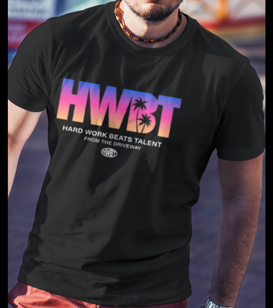 Hwbt Store Miami Sunset Hard Work Beats Talent Oversized T-Shirt