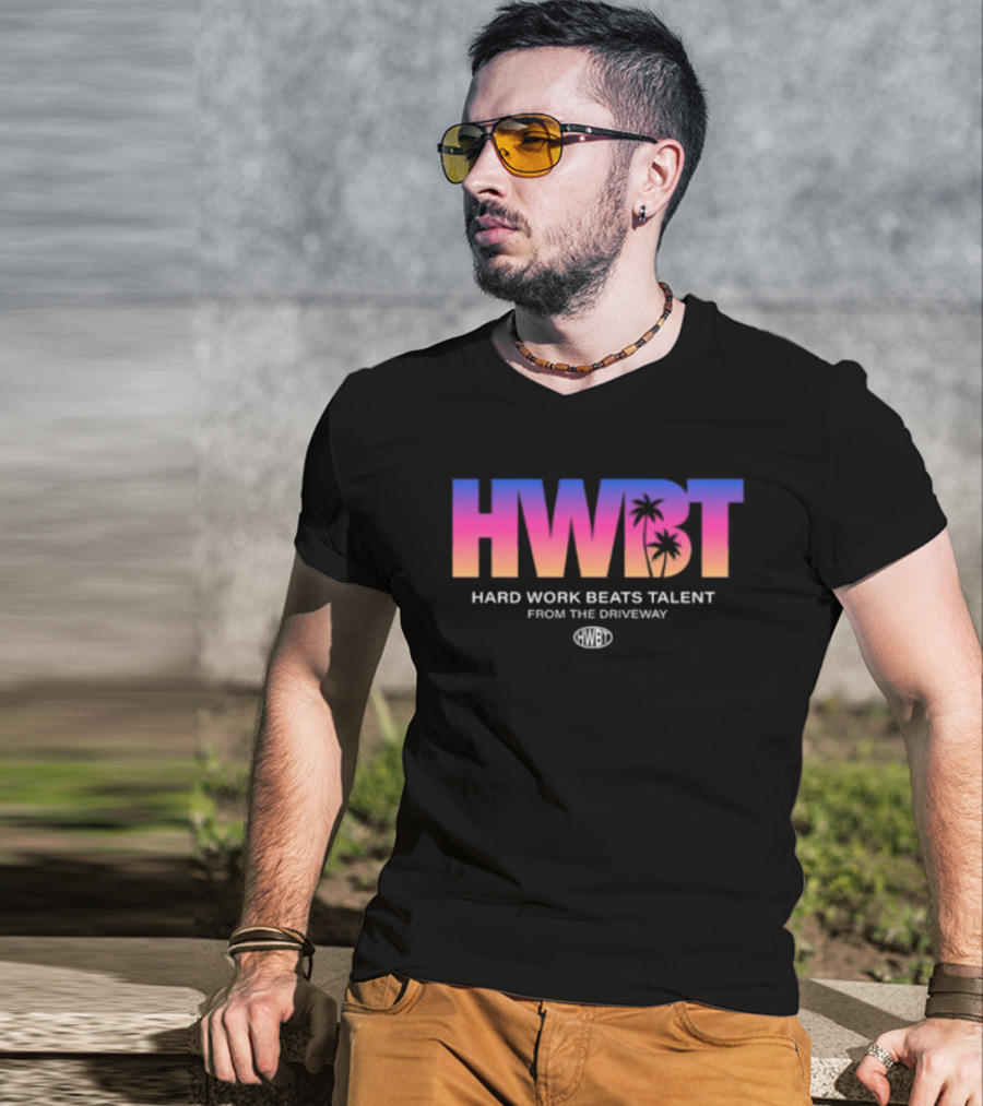 Hwbt Store Miami Sunset Hard Work Beats Talent Oversized T-Shirt