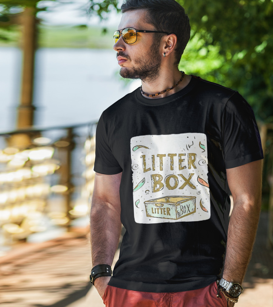 Litter Box Cat Pet Kitten Animal Fun Artwork With Litter Box T-Shirt