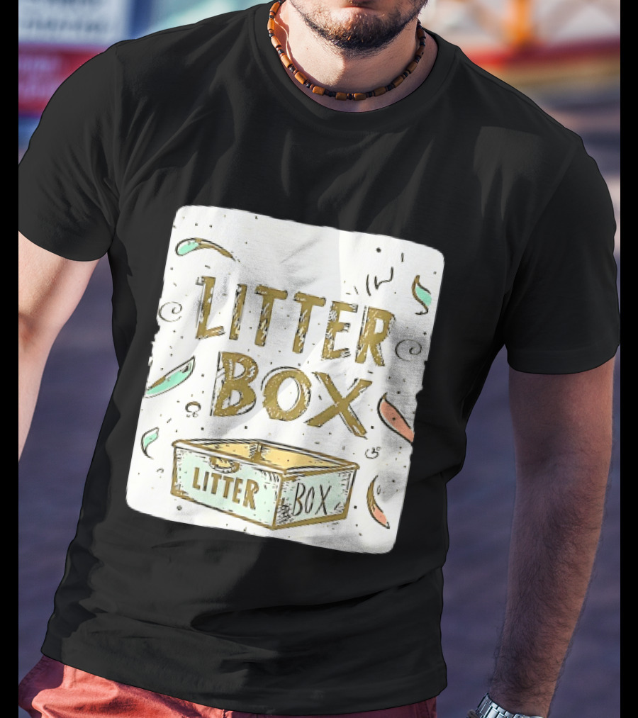 Litter Box Cat Pet Kitten Animal Fun Artwork With Litter Box T-Shirt