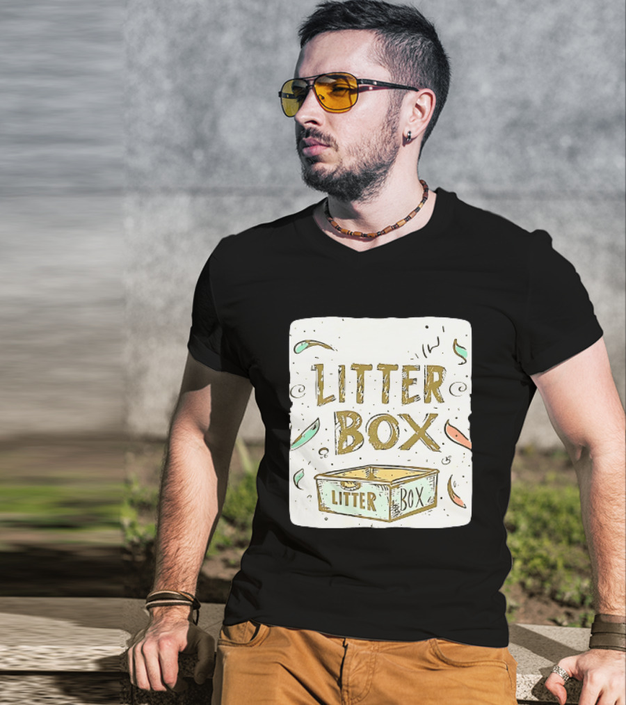 Litter Box Cat Pet Kitten Animal Fun Artwork With Litter Box T-Shirt