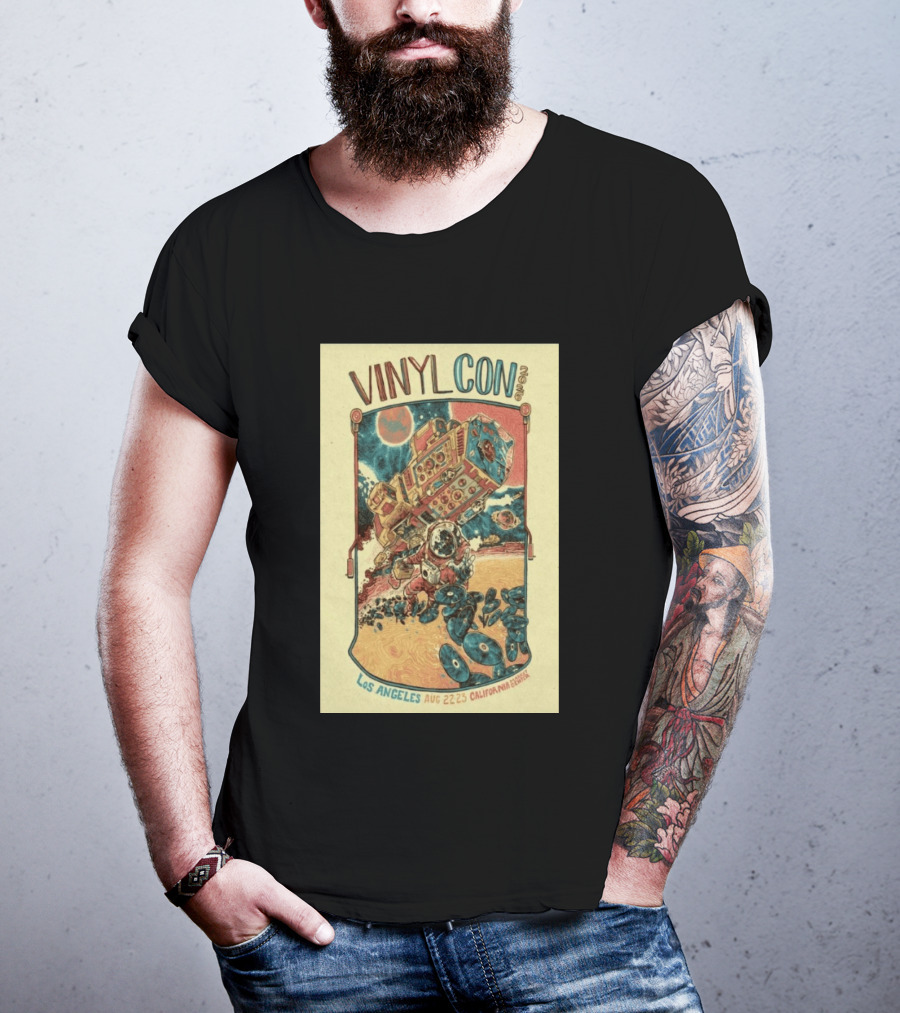 VinylCon Los Angeles August 22 23 2026 California Festival Space Astronaut Turntable T-Shirt