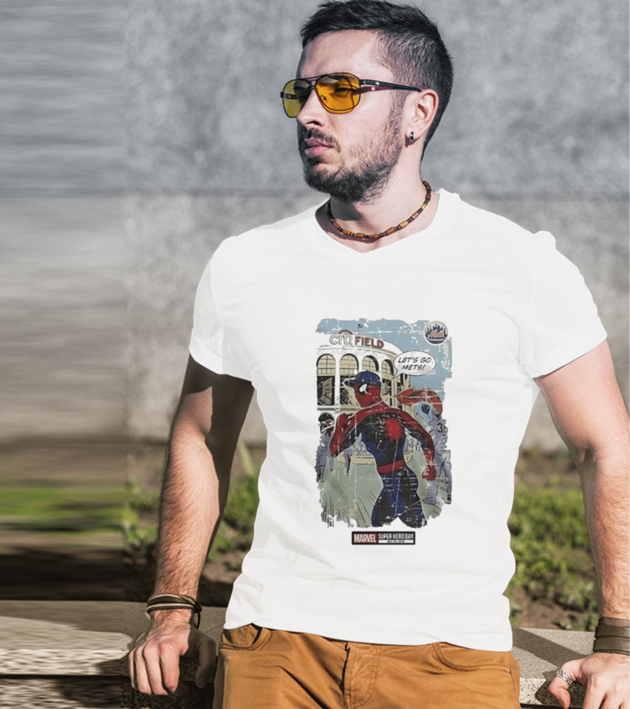 Citi Field Marvel Super Hero Day Spiderman Let's Go Mets 2026 T-Shirt