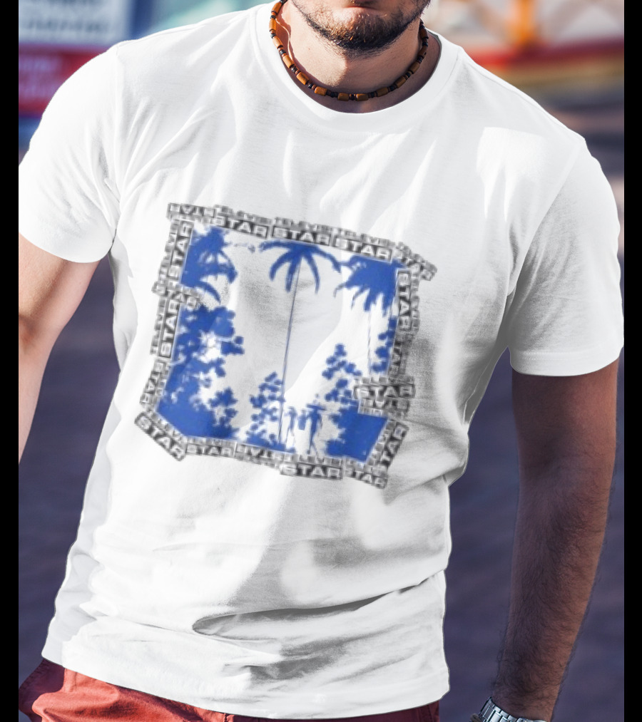 Televisi Star Catalog Store Paradise Blue White Palms T-Shirt