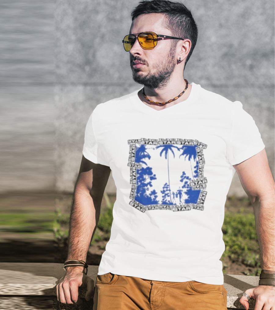 Televisi Star Catalog Store Paradise Blue White Palms T-Shirt