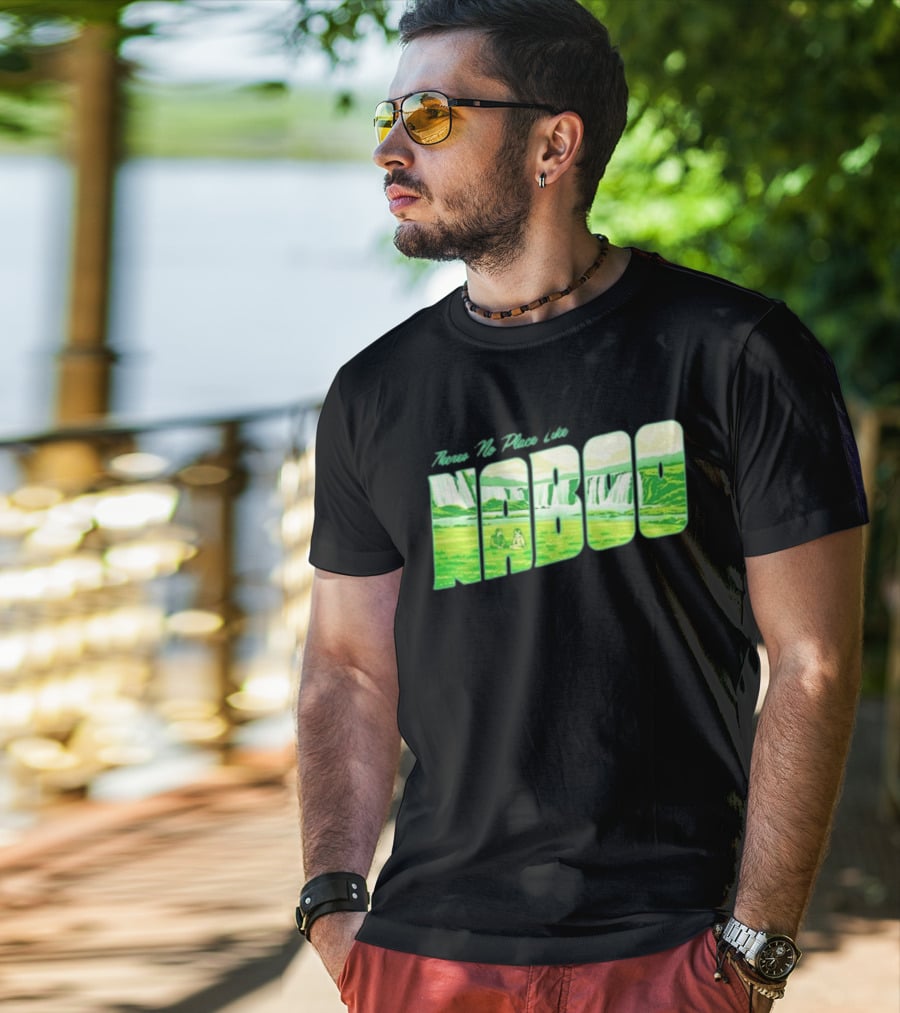 Anakin Skywalker Padme Amidala Star Wars There Is No Place Like Naboo Scenic Waterfalls T-Shirt