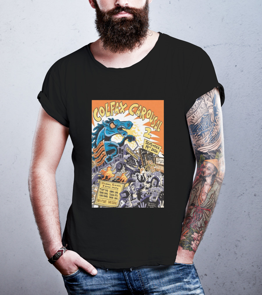 Colfax Carousal 2 Longest Wickedest Street September 19th 2026 Bands Venues Gory Party Denver CO T-Shirt