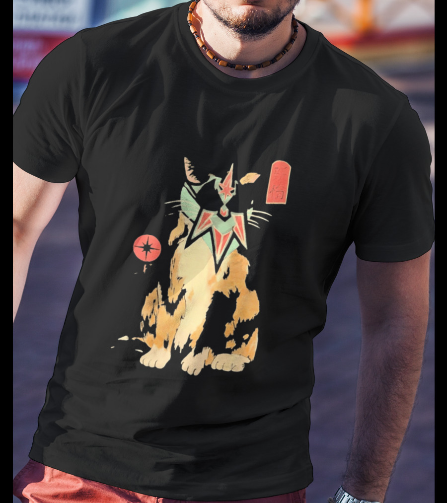 Shimbashi Masked Calico Cat Eastern Symbol And Star T-Shirt