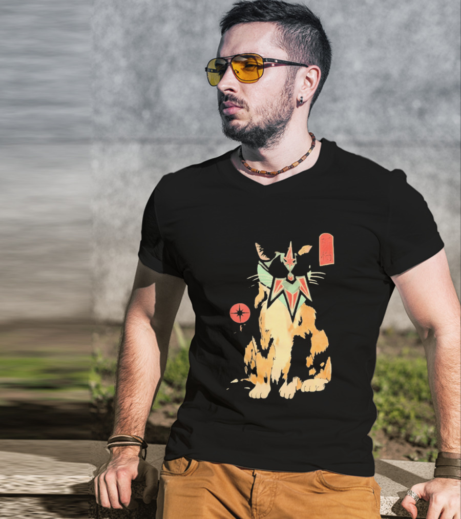 Shimbashi Masked Calico Cat Eastern Symbol And Star T-Shirt