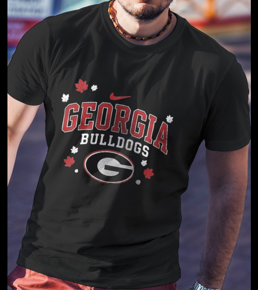 Georgia Bulldogs It's The Most Wonderful Time Of The Year Nike Logo Leafs G T-Shirt