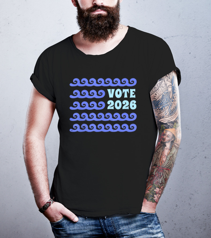 Vote 2026 Distressed Blue Wave Political Election T-Shirt
