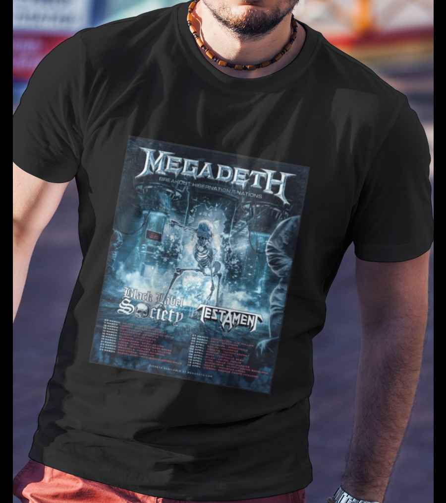 Megadeth Breakout Hibernation Nations Tour Black Label Society Testament T-Shirt