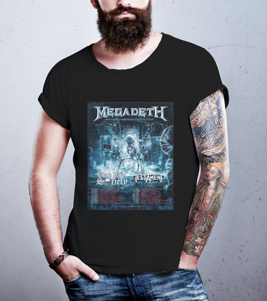 Megadeth Breakout Hibernation Nations Tour Black Label Society Testament T-Shirt