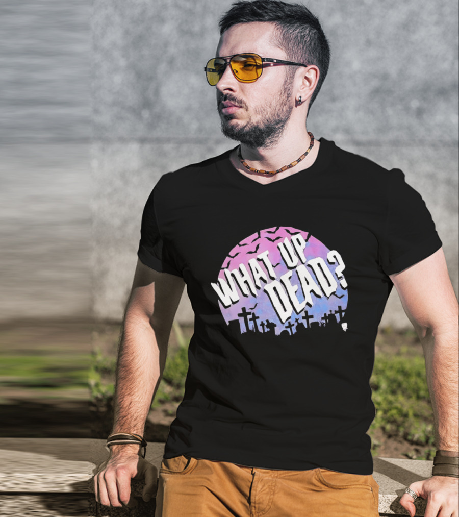 What Up Dead Graveyard Moon Bats Spooky T-Shirt