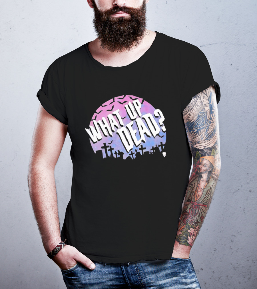 What Up Dead Graveyard Moon Bats Spooky T-Shirt