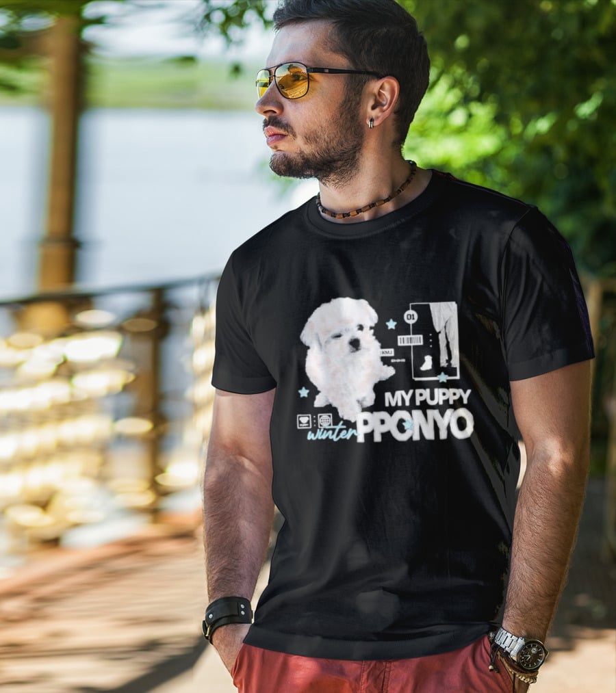 Winter Aespa My Puppy Pponyo KMJ Cute Dog T-Shirt
