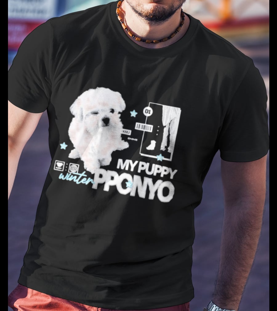 Winter Aespa My Puppy Pponyo KMJ Cute Dog T-Shirt