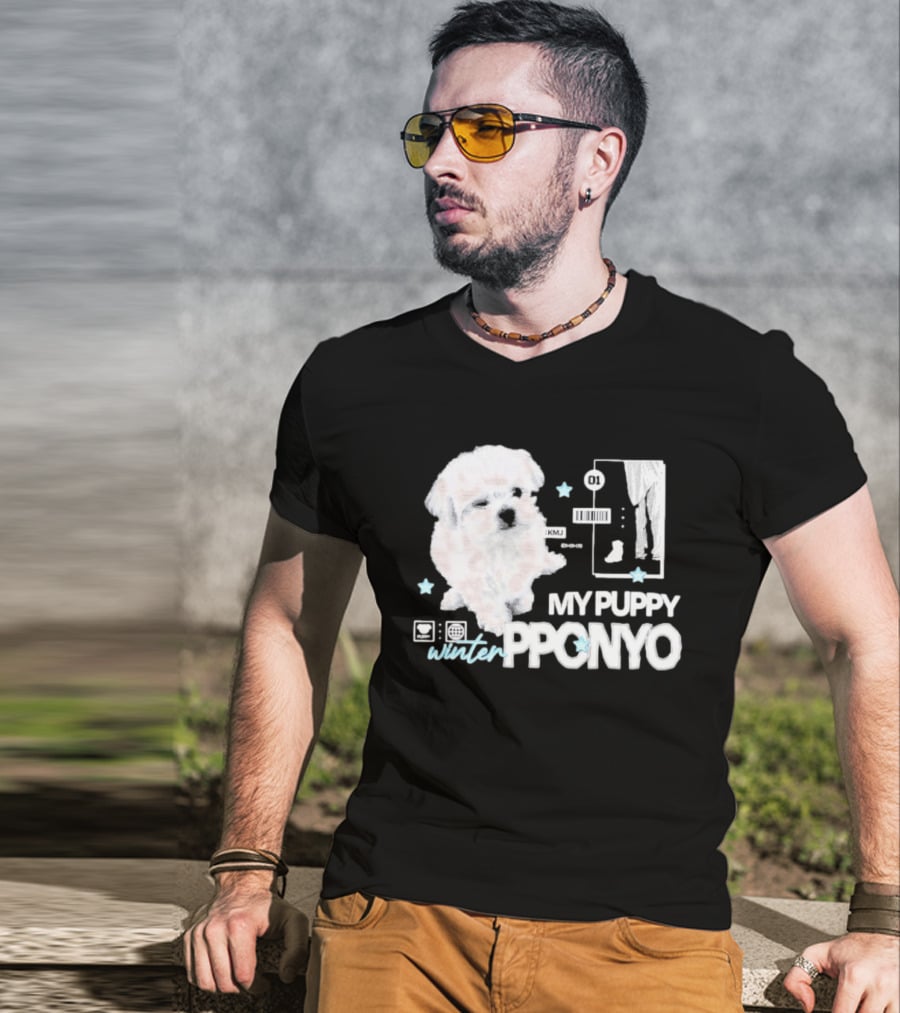 Winter Aespa My Puppy Pponyo KMJ Cute Dog T-Shirt