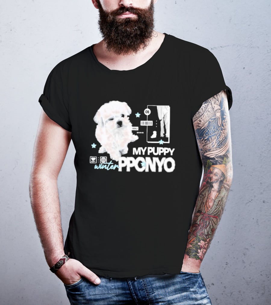 Winter Aespa My Puppy Pponyo KMJ Cute Dog T-Shirt