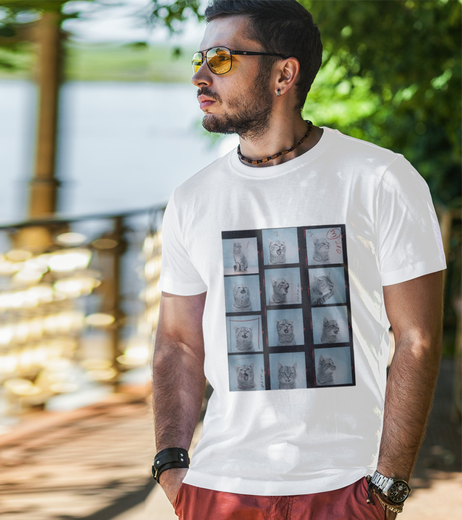 Tabby Cat Film Strip Series With Numbered Frames And Annotations T-Shirt