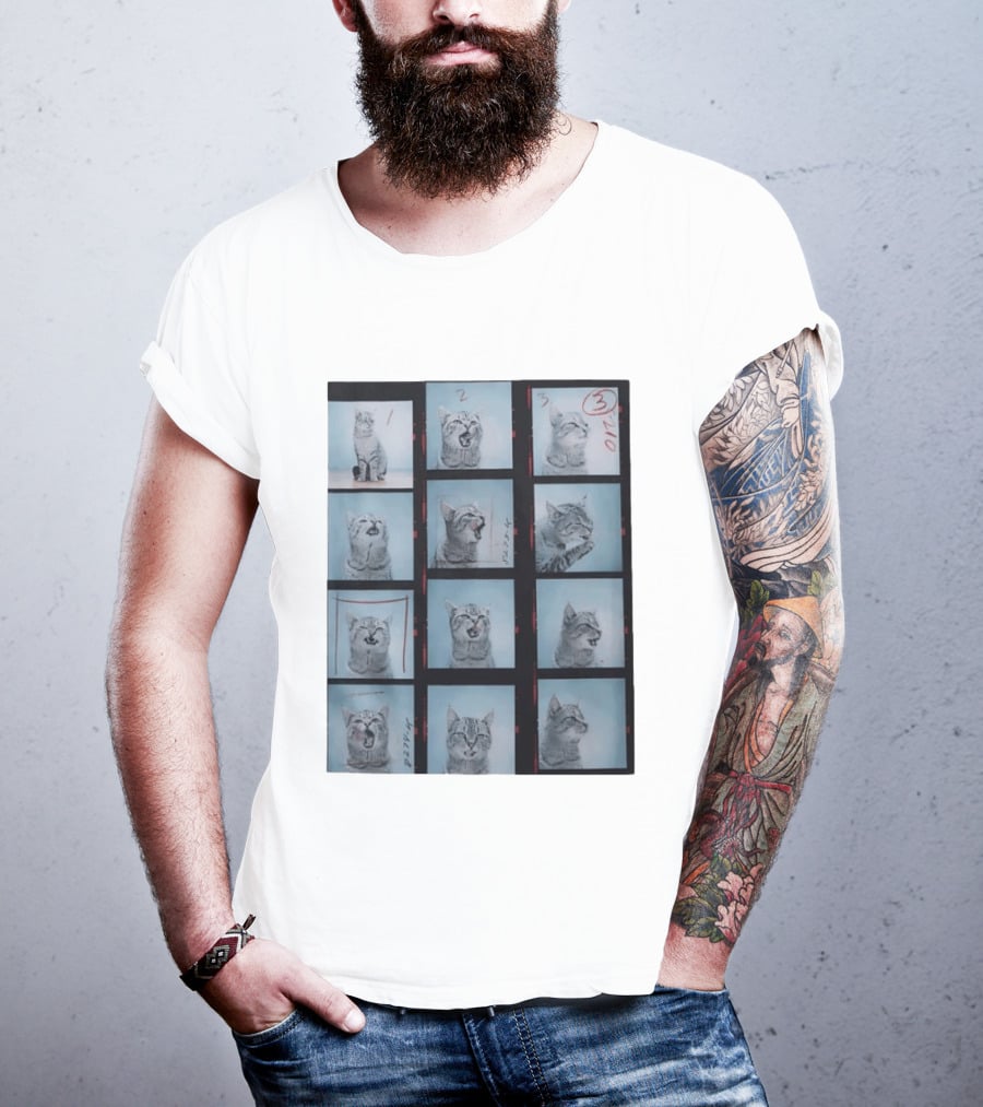 Tabby Cat Film Strip Series With Numbered Frames And Annotations T-Shirt