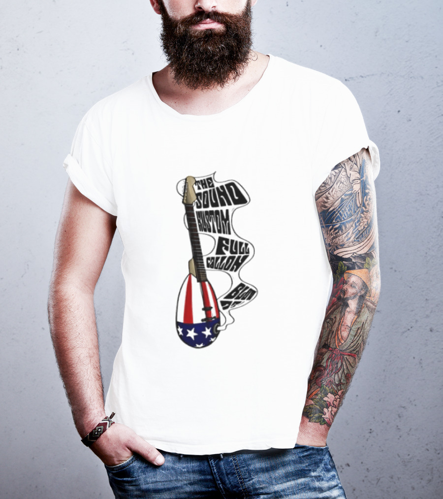 The Sound Kustom Full Gallon Blow Up Patriotic Guitar Americana T-Shirt