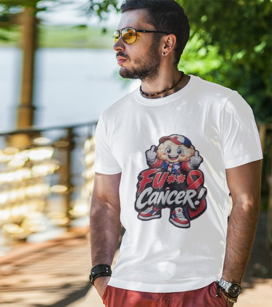 Fu Cancer BP Kid With Awareness Ribbon Support T-Shirt