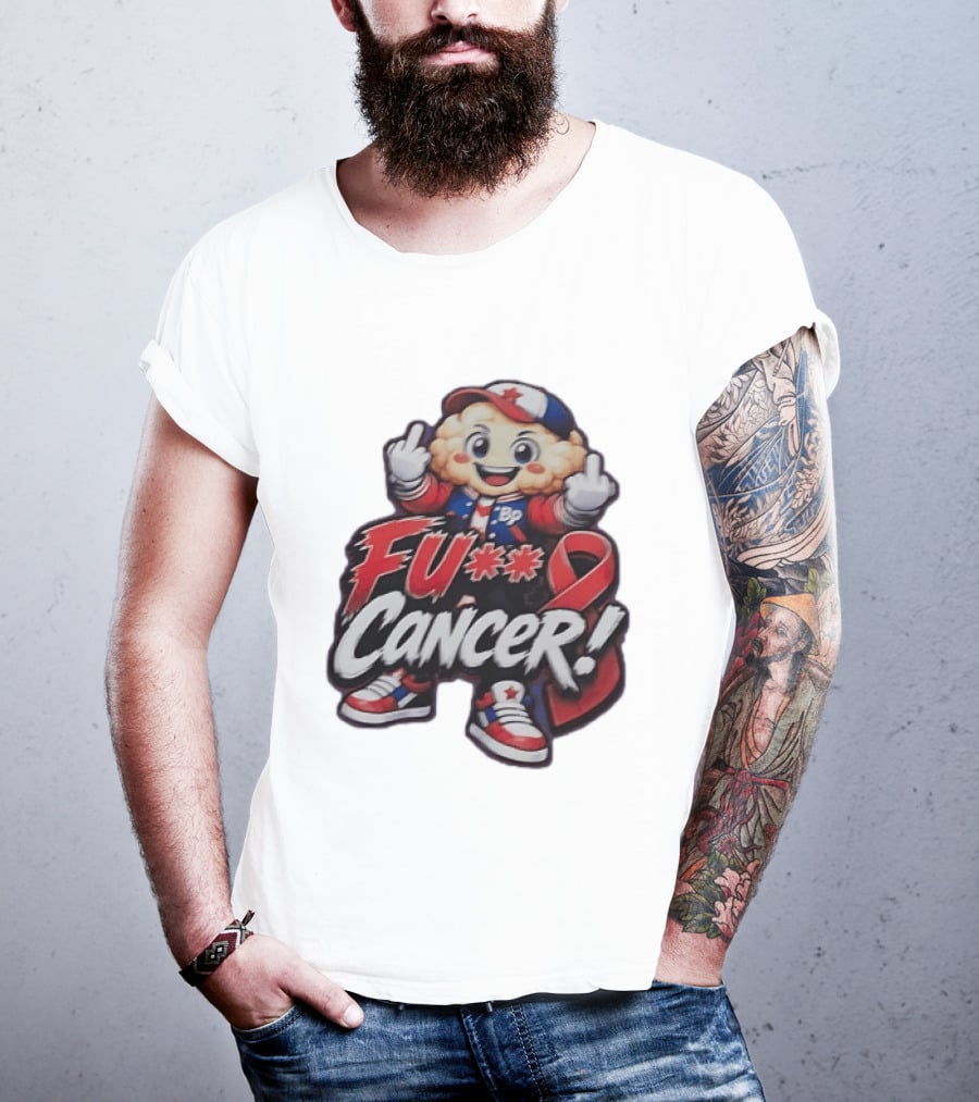 Fu Cancer BP Kid With Awareness Ribbon Support T-Shirt
