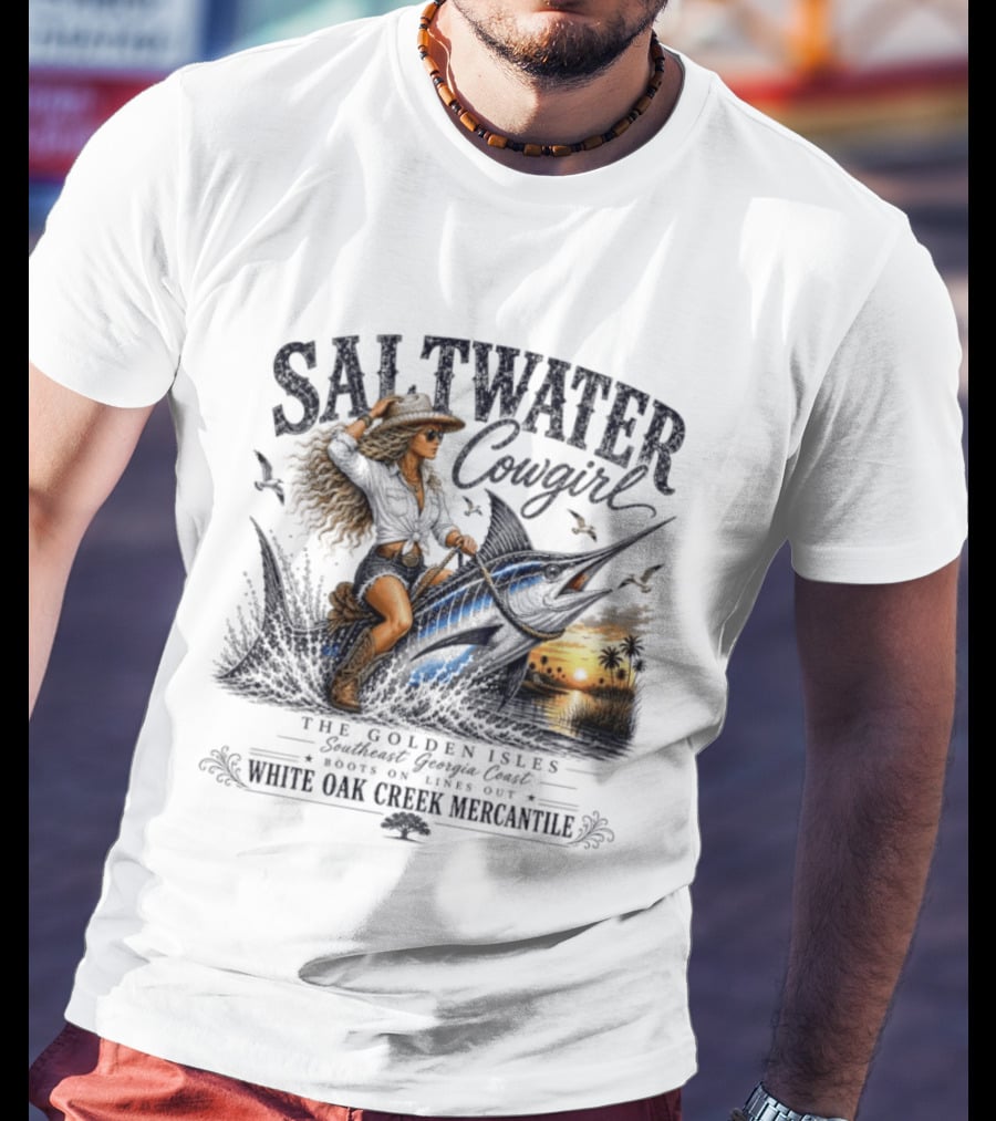 Saltwater Cowgirl The Golden Isles Southern Dream Coast White Oak Creek Mercantile T-Shirt