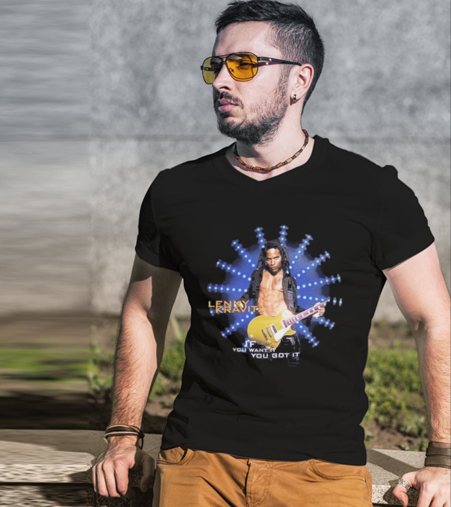 Lenny Kravitz 1993 If You Want It You Got It Yellow Guitar T-Shirt