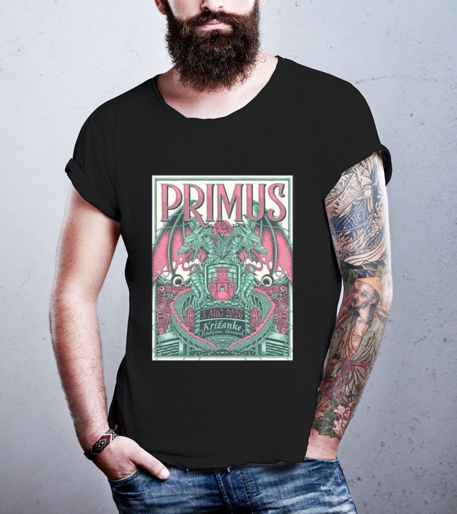 PRIMUS 3 Aug 2026 Križanke Ljubljana Slovenia Dragon T-Shirt