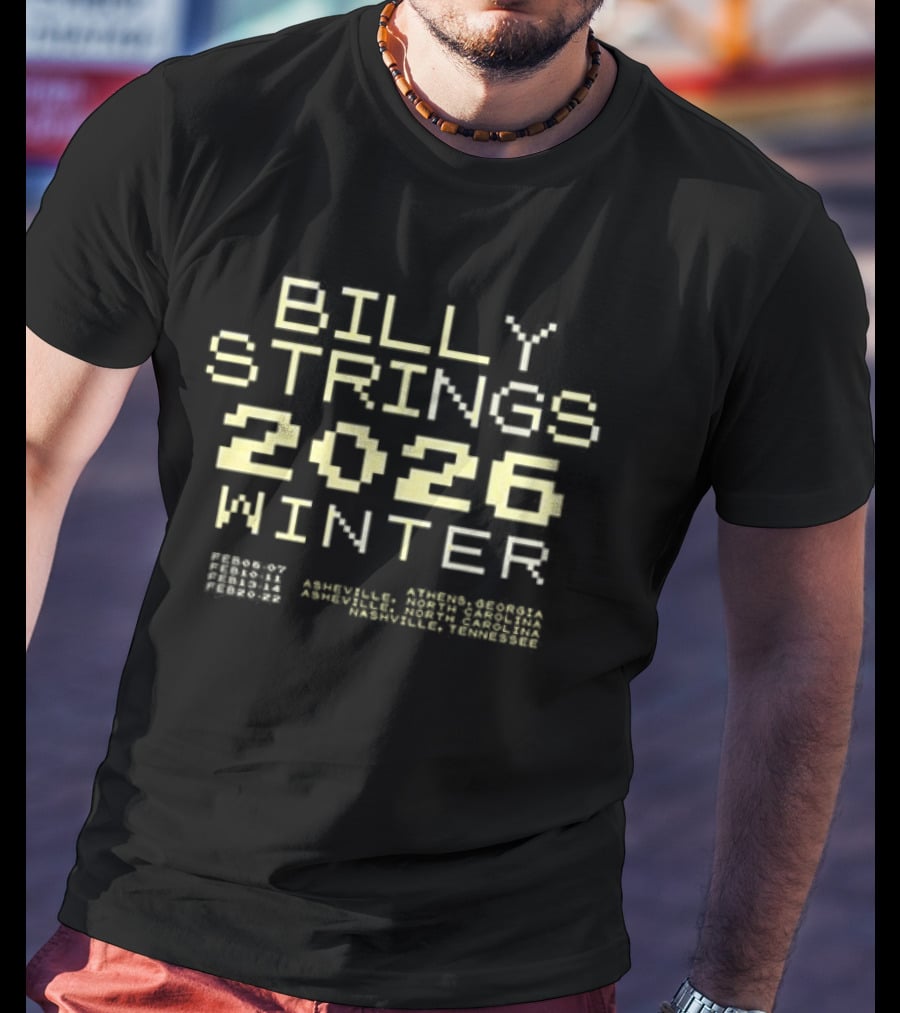 Billy Strings Winter 2026 Banjo Dates Schedule Pixel T-Shirt