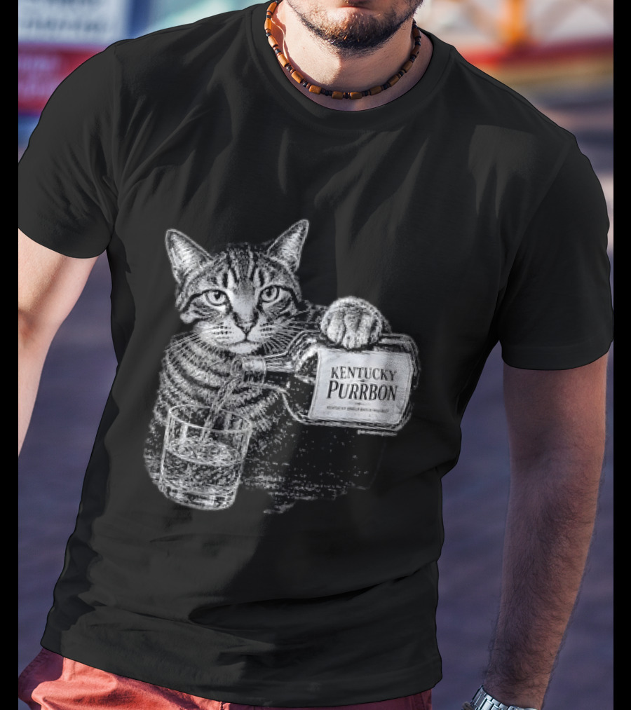 Kentucky Purrbon Cat Pouring Whiskey Bourbon T-Shirt
