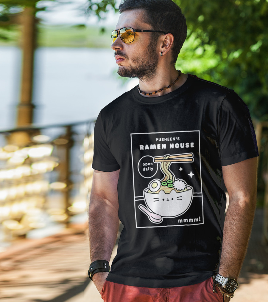 Pusheen's Ramen House Open Daily Noodles Kawaii Mmmm T-Shirt