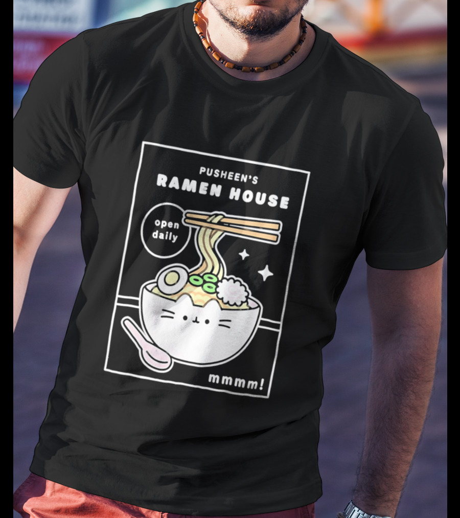 Pusheen's Ramen House Open Daily Noodles Kawaii Mmmm T-Shirt