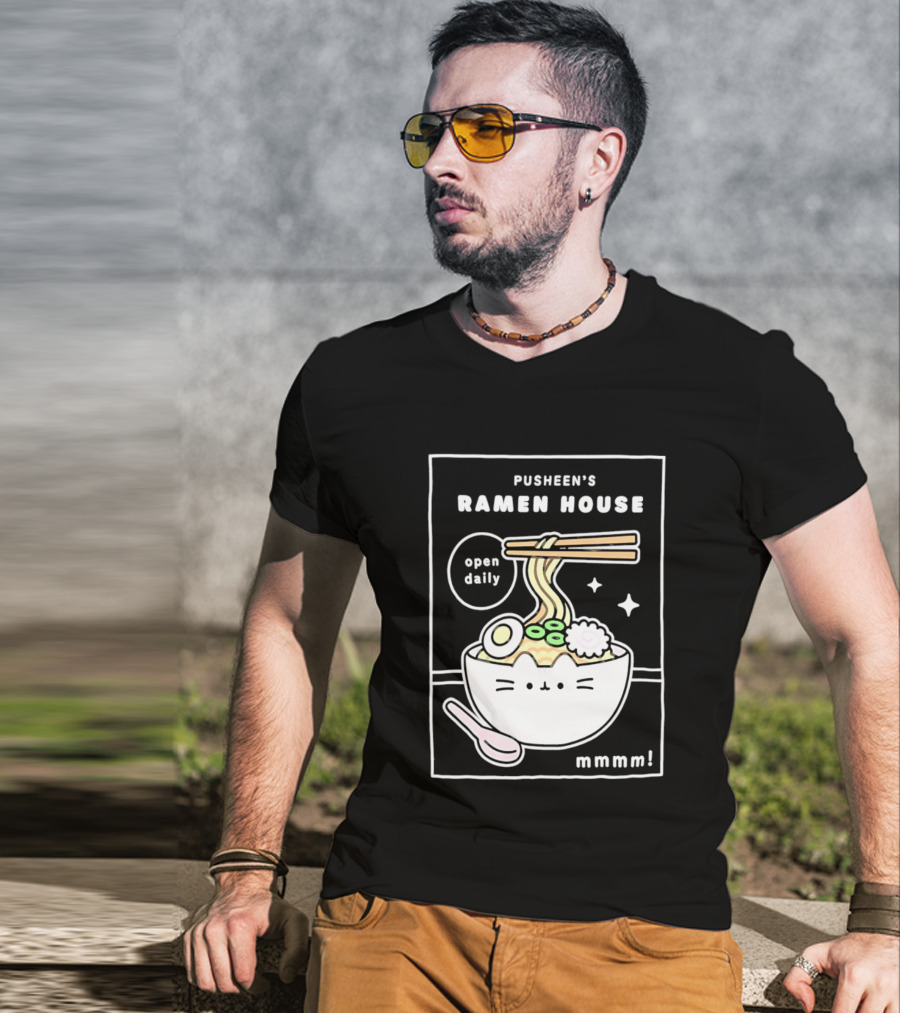 Pusheen's Ramen House Open Daily Noodles Kawaii Mmmm T-Shirt