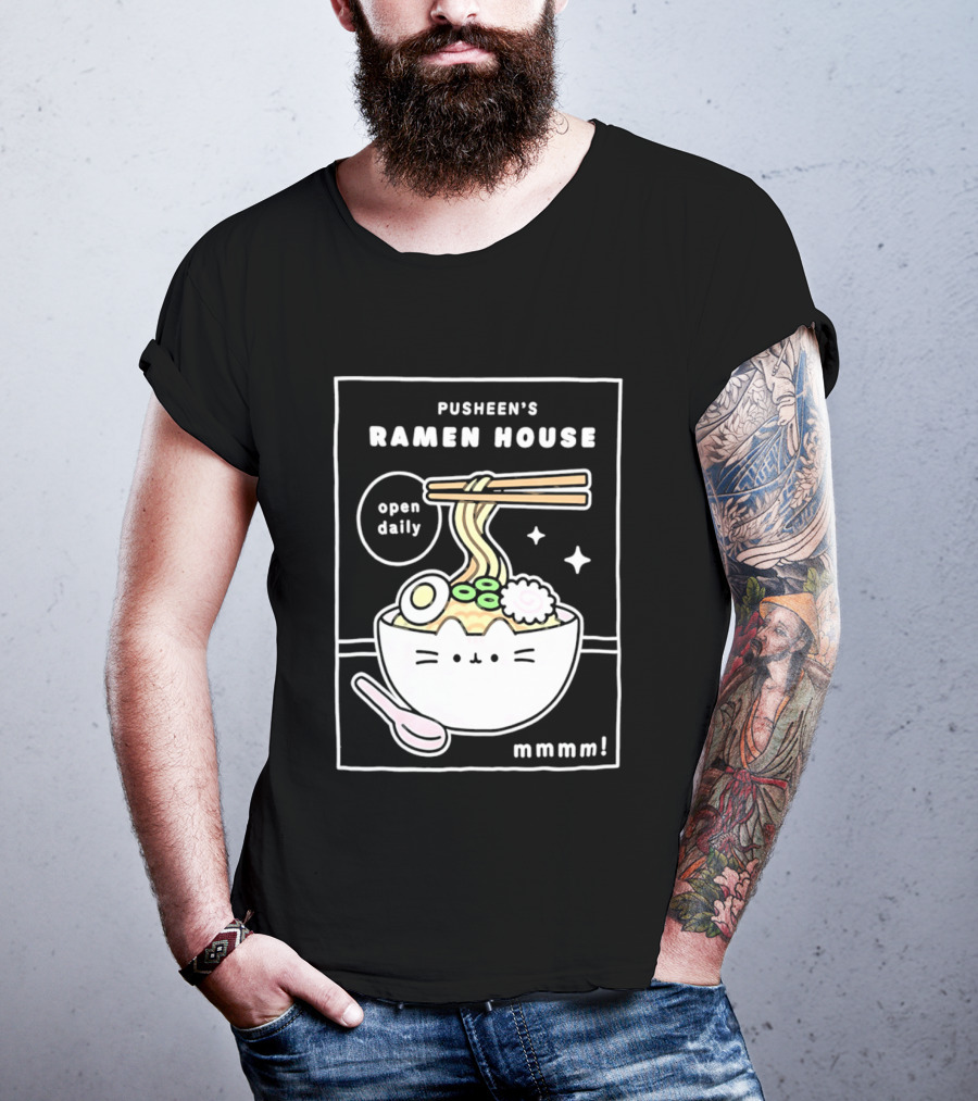 Pusheen's Ramen House Open Daily Noodles Kawaii Mmmm T-Shirt