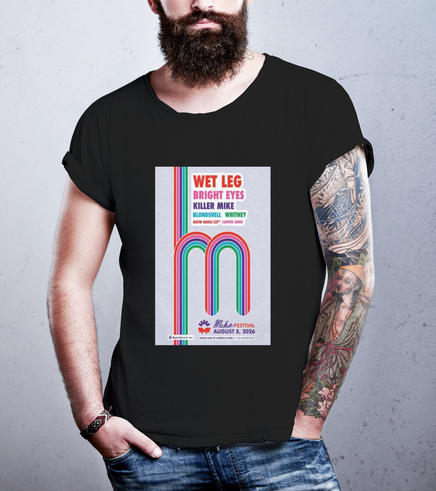 Wet Leg Bright Eyes Maha Festival Kansas City August 8 2026 Heartland Of America Park T-Shirt