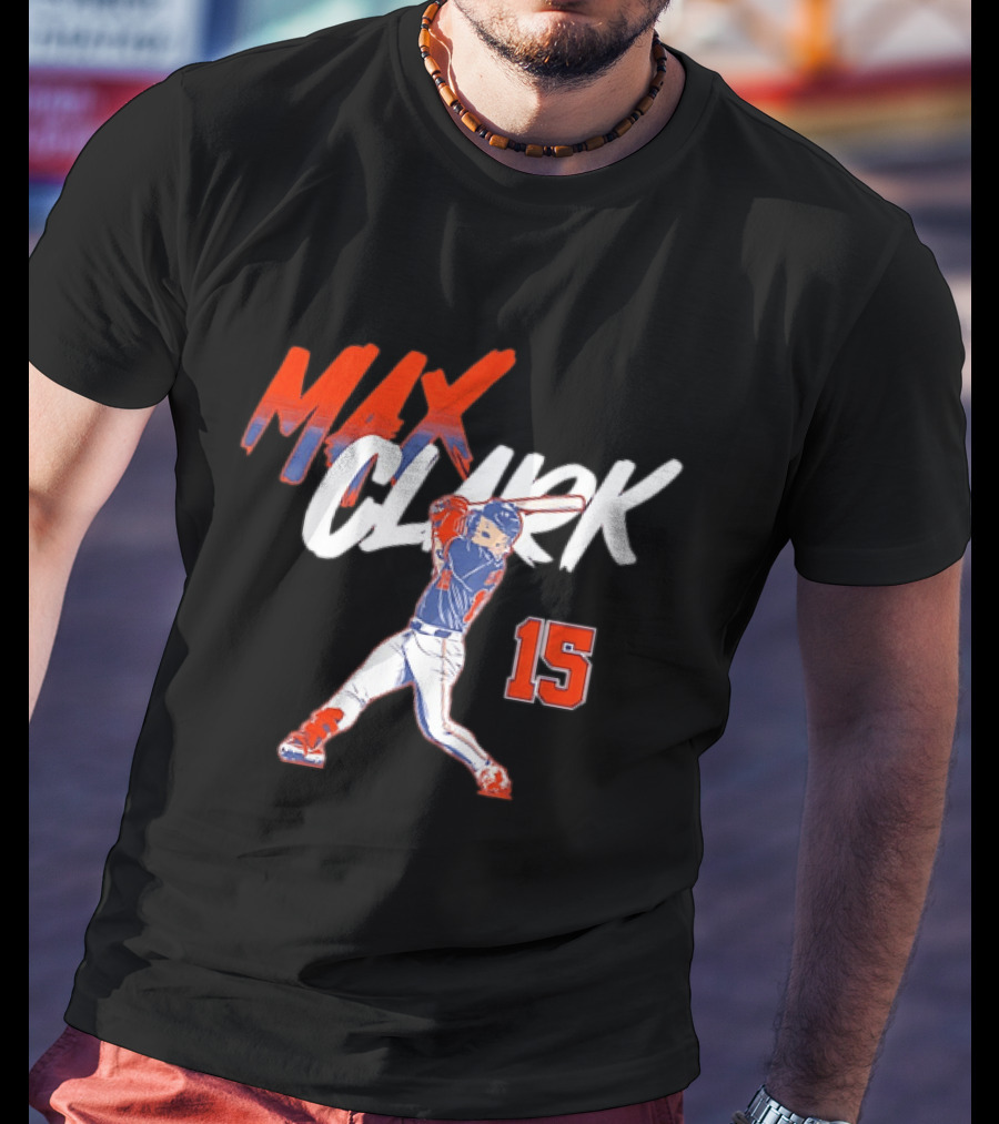 Max Clark Detroit Tigers 15 Baseball Player Hitting Action T-Shirt